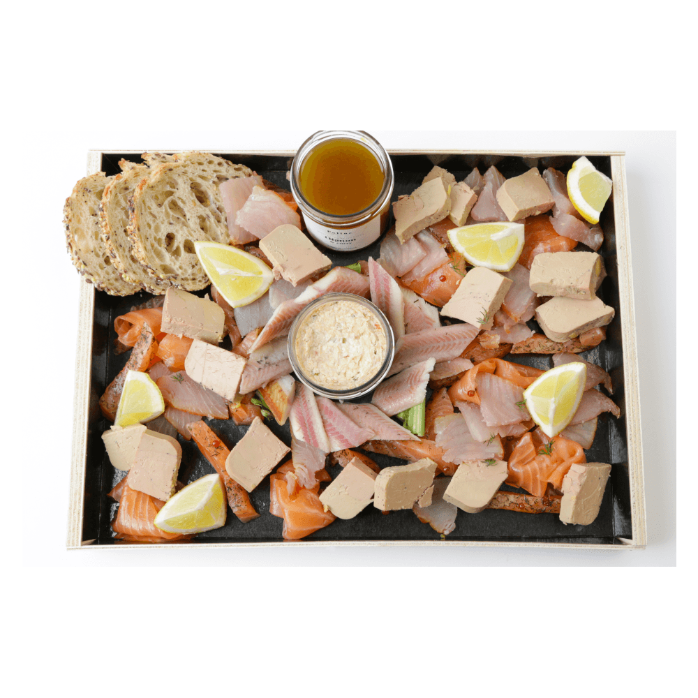 Planche foie gras et poisson