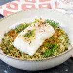 Eglefin et pilaf de duo de quinoa blond