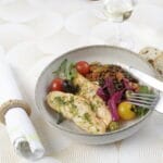 Côtelette de saumon et lentilles, chapelure persil-citro